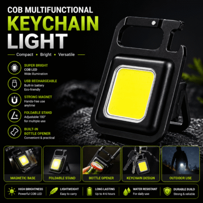 COB Multifunctional Keychain Light in Metal Body