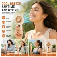 Portable Digital Handheld Fan Featuring an LED Speed Display and a 500mAh Battery Multiocolors