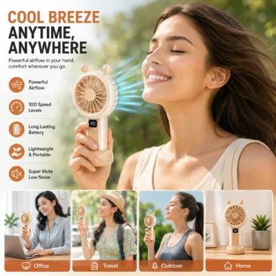 Portable Digital Handheld Fan Featuring an LED Speed Display and a 500mAh Battery Multiocolors