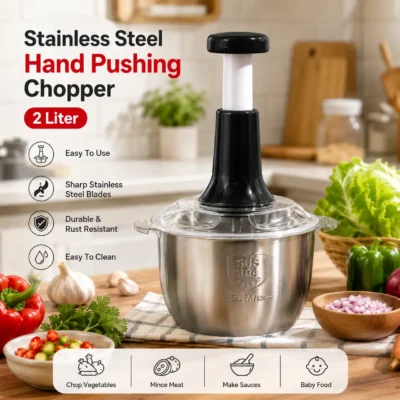 Stainless Steel Hand Pushing Chopper 2 Liter