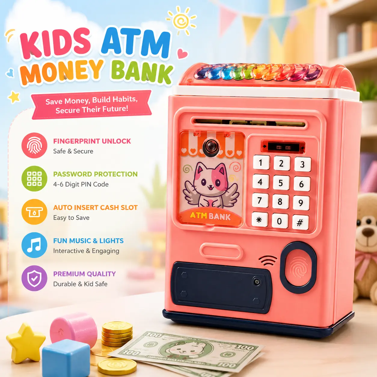 Kids ATM Machine with finger print