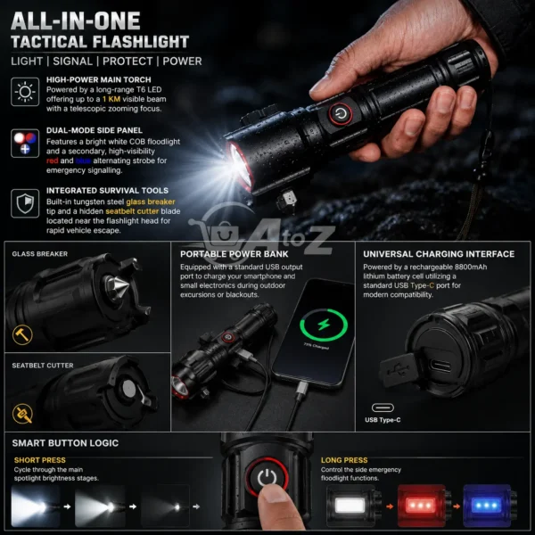 Original Ruilaang RL-2210 metal torch for camping, hiking, home