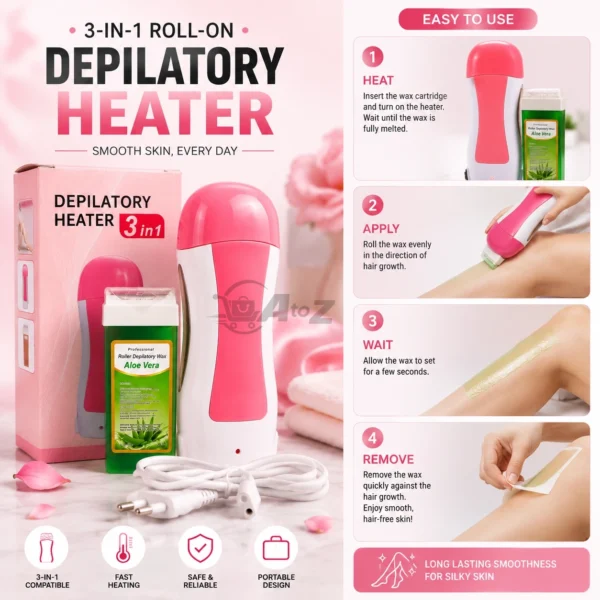 Portable Roll-On Depilatory Wax 3in1 Heater
