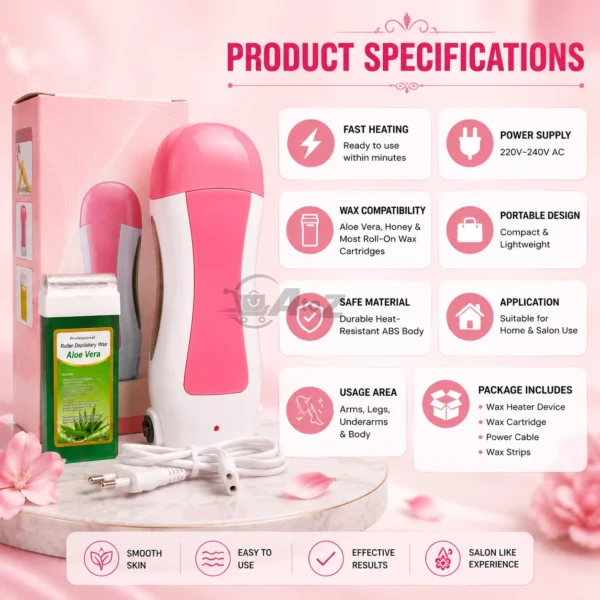 Portable Roll-On Depilatory Wax 3in1 Heater